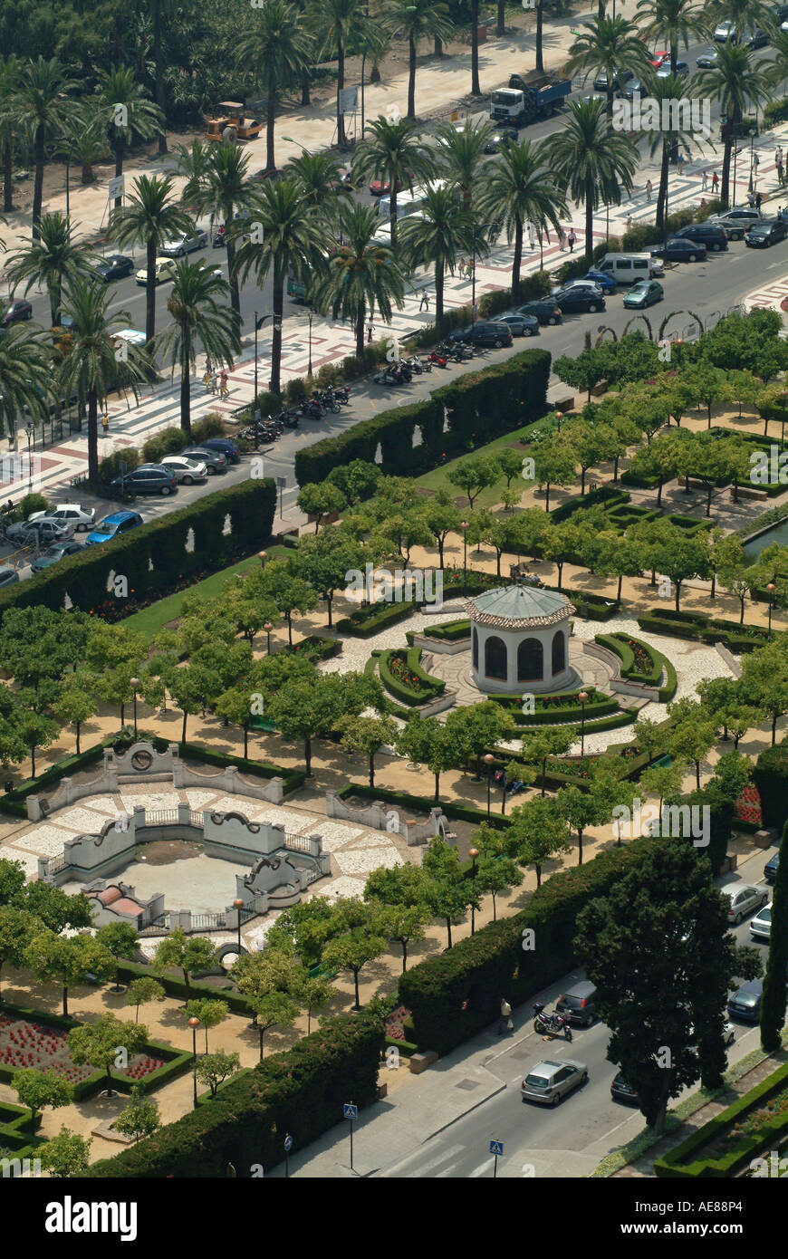 Malaga. Jardines de Pedro Luis Alonso. Paseo del Parque. Stockfoto