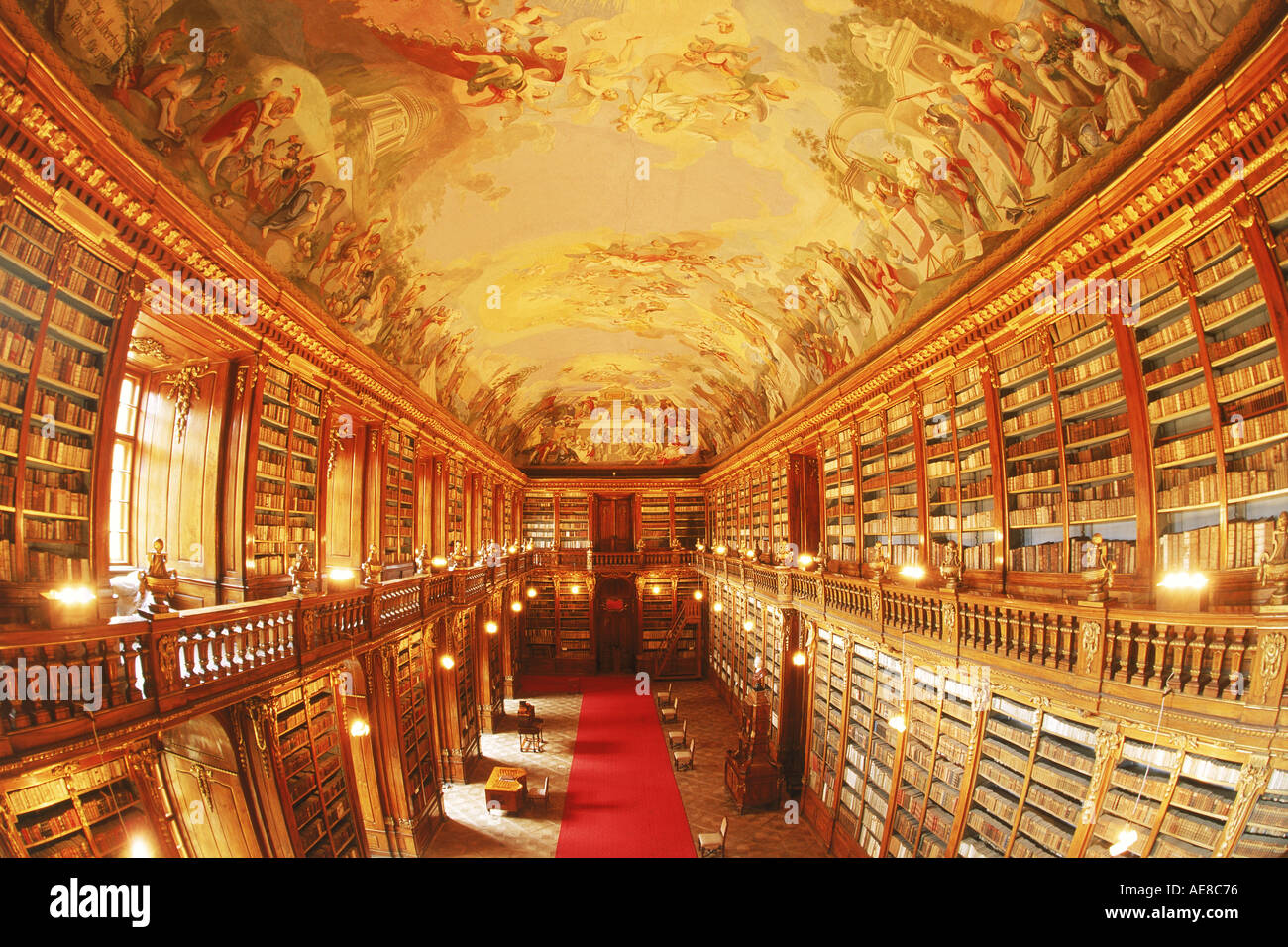 Monumentales Fresko an der Decke des philosophischen Hall in Strahov Bibliothek im Kloster Strahov in Prag Stockfoto