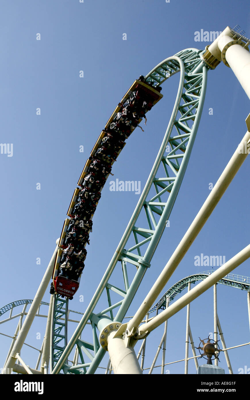 Koloss Achterbahn im Thorpe Park, in der Nähe von London, Vereinigtes Königreich Stockfoto