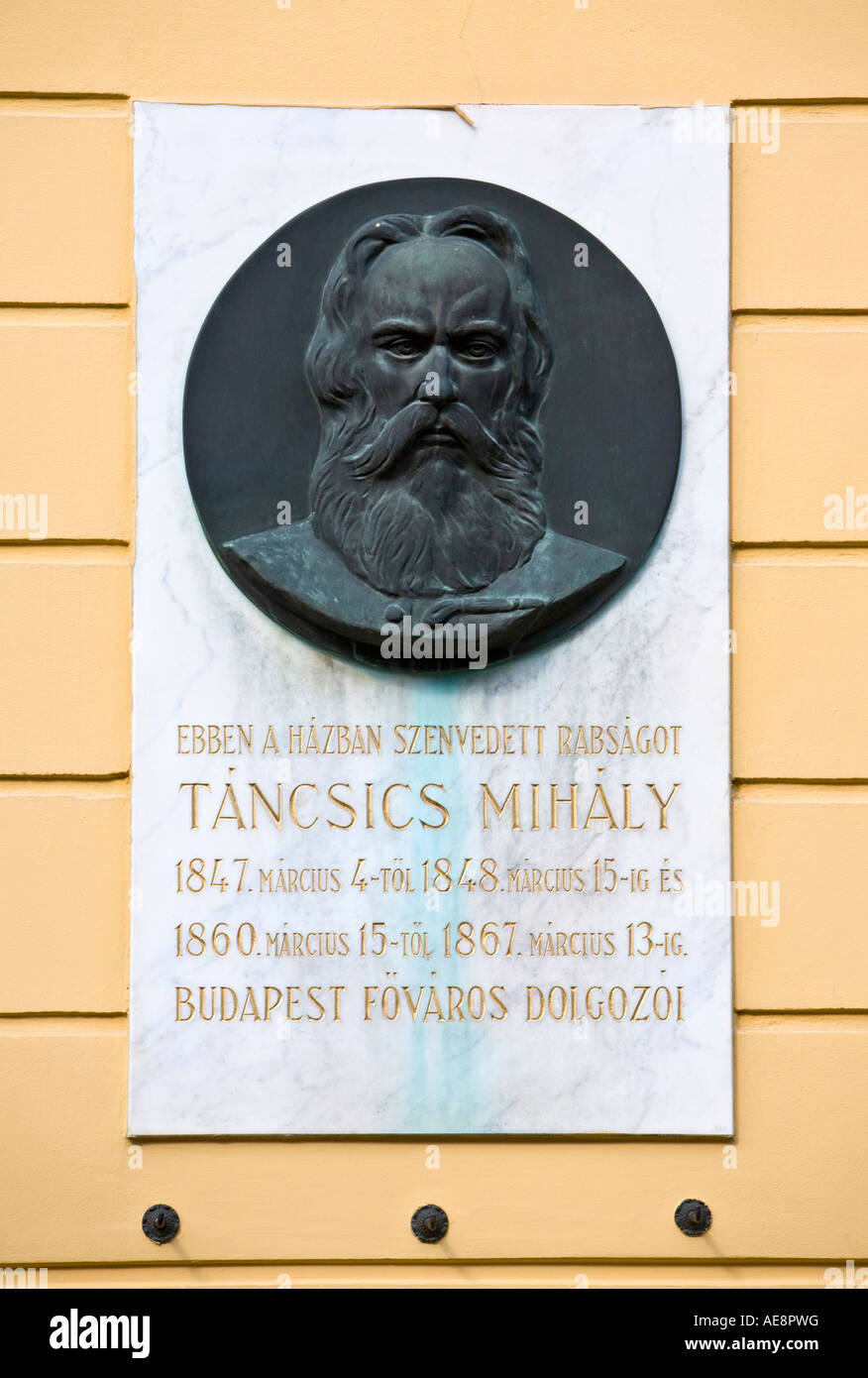 Gedenktafel für Mihaly Tancsics Stockfoto