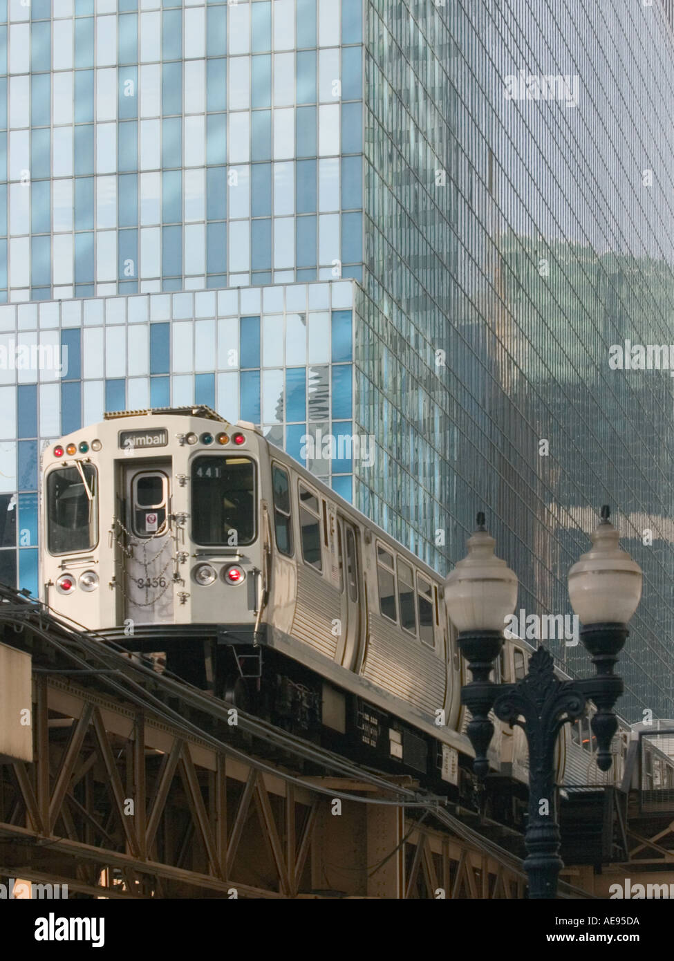 Erhöhten Rapid Transitzug The Loop Chicago Illinois Stockfoto