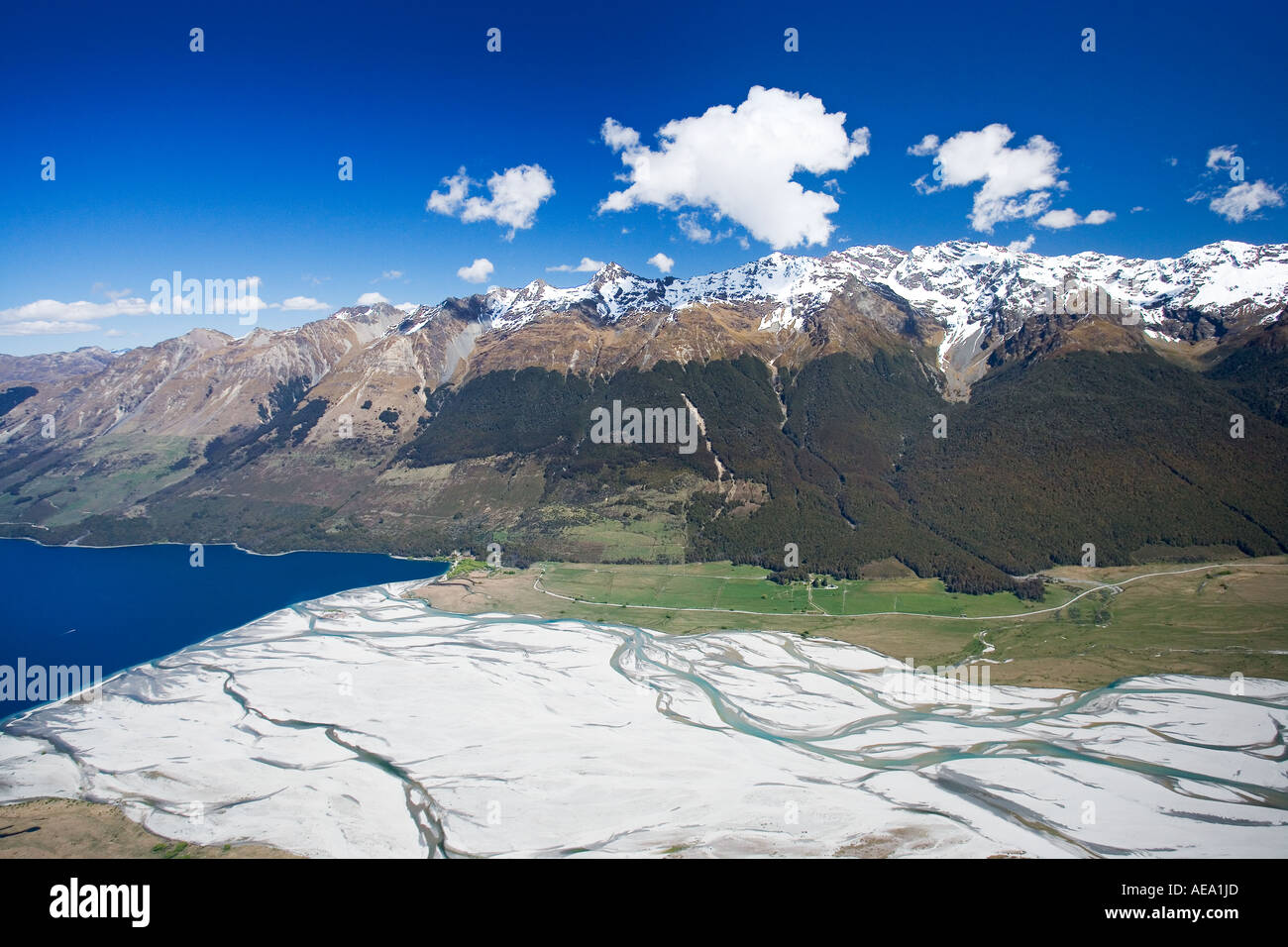 Dart River in der Nähe von Glenorchy Südinsel Neuseeland Antenne Stockfoto