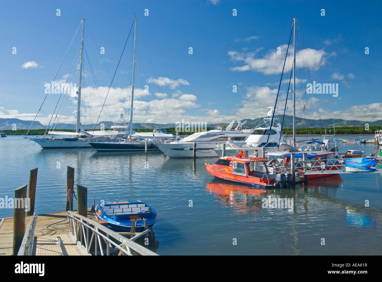 Fidschi Inseln NADI Port Hafen Hafen Southsea Südsee Pazifik Segeln Segel Boot Schiff Versand Sport Spaß Freizeit Urlaub Stockfoto