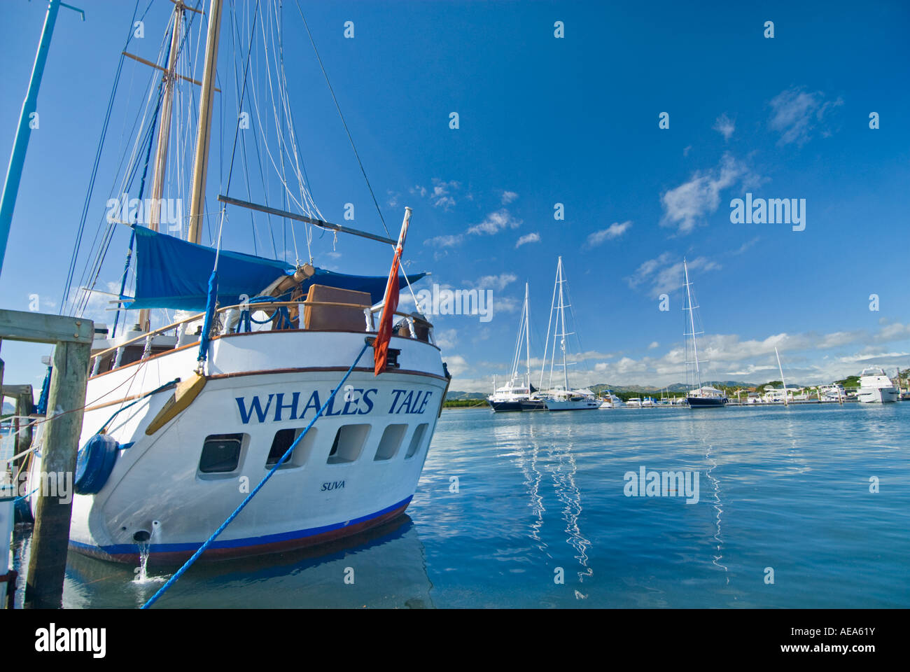 Fidschi Inseln NADI Port Hafen Hafen Marktplatz Marktplatz südlich Southsea Meer Pacific SUNSET Sonnenuntergang segeln Segelboot shi Stockfoto