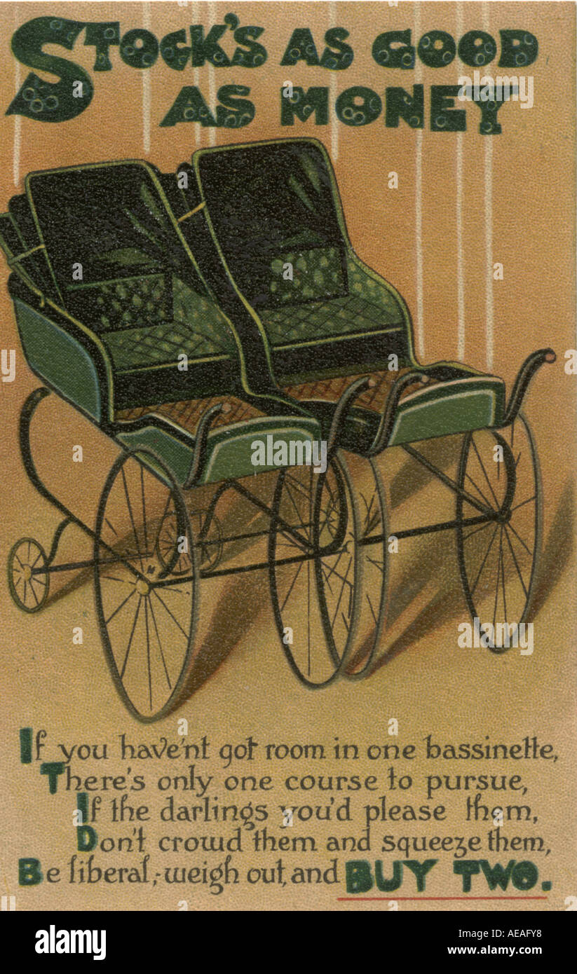 Postkarte von Twin Kinderwagen ca. 1920 Stockfoto