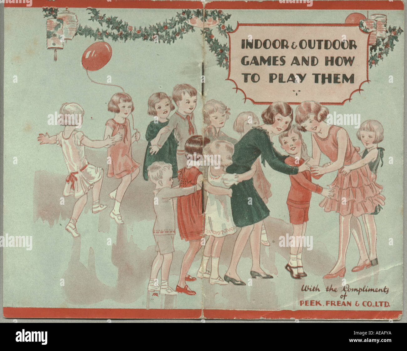 Verschenken Sie Broschüre "Indoor & Outdoor Spiele und wie man sie spielen" aus Peek, Frean & Co. um 1930 Stockfoto