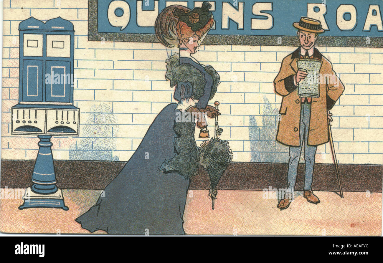 Postkarte von Queens Road u-Bahnstation ca. 1904 Stockfoto