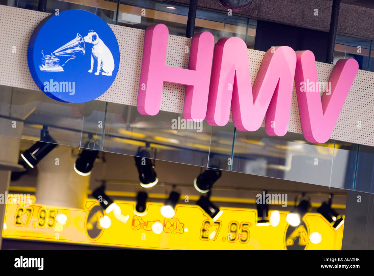 HMV-Schaufenster auf der Oxford Street im Zentrum von London. UK Stockfoto