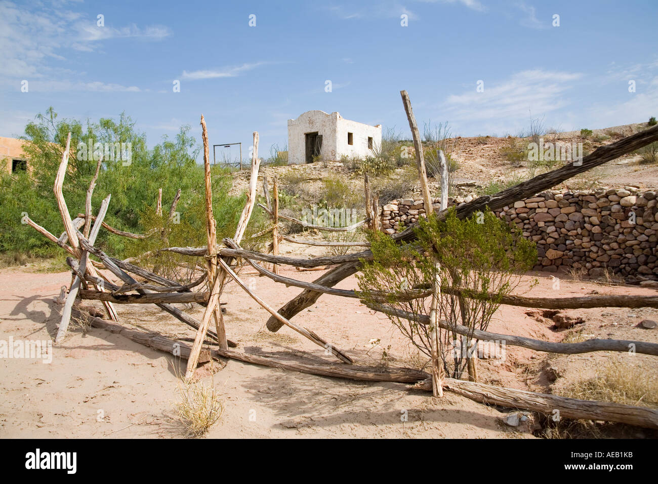 Die Contrabando ist Ghost Town und Film in Big Bend Ranch State Park, Texas, USA. Überschwemmung im Jahr 2008 viel von diesem weggespült. Stockfoto