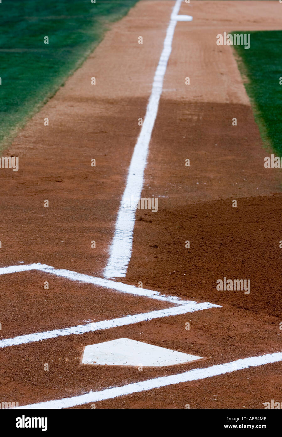 Home-Plate und Foul Linie Stockfoto