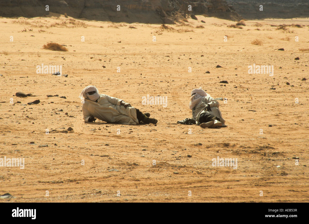 Ausruhen im Tadrart Acacus Tuareg Wüste Sahara Libyen Stockfoto