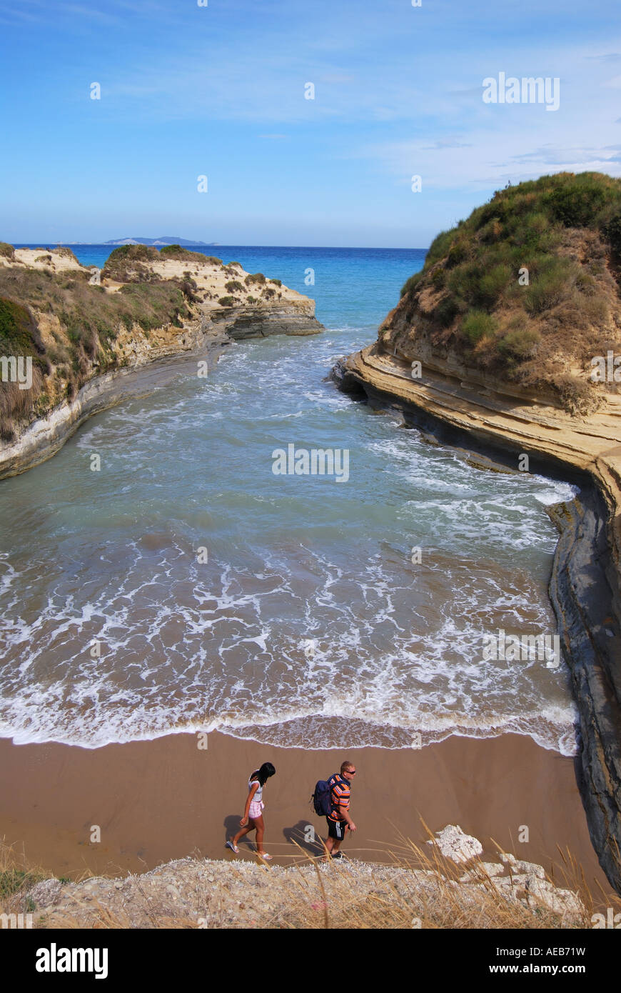 Sidari Cliffs, Canal d ' Amour, Sadari, Corfu, Ionische Inseln, Griechenland Stockfoto