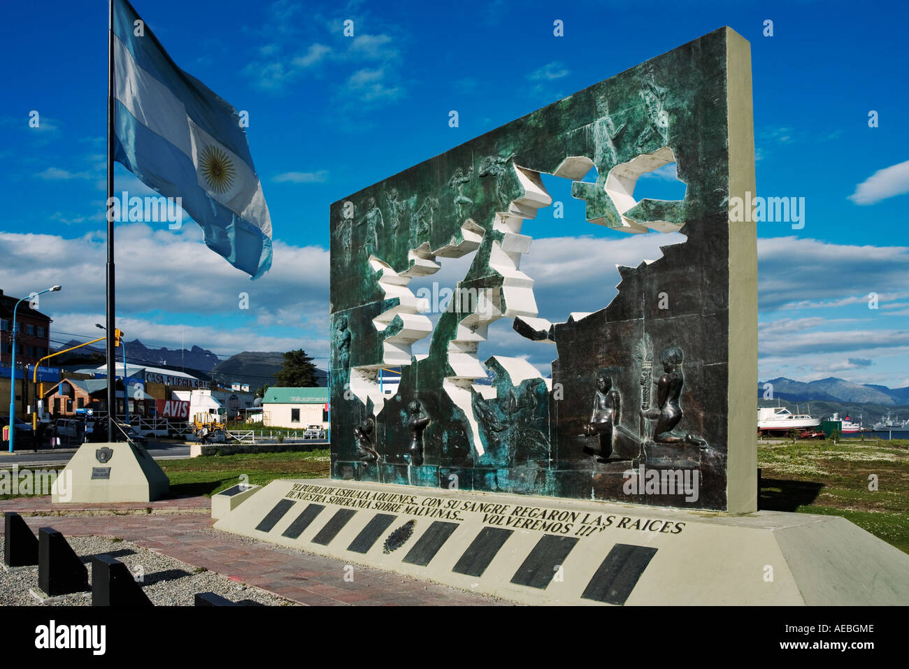 Kriegerdenkmal in Ushuaia zum Gedenken an den Falkland Krieg Ushuaia, Argentinien Stockfoto