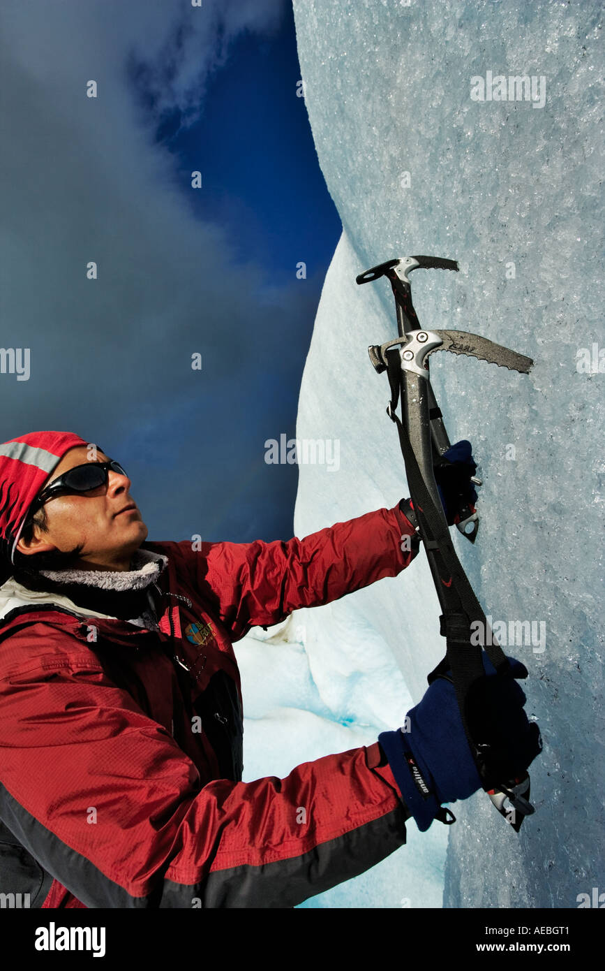 Gletscher Klettern mit Icepicks. Torres del Paine Nationalpark-Chile-Südamerika Stockfoto