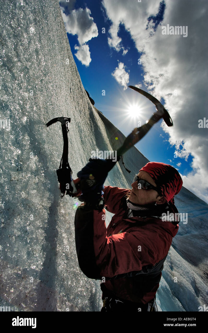 Gletscher Klettern mit Icepicks. Torres del Paine Nationalpark-Chile-Südamerika Stockfoto