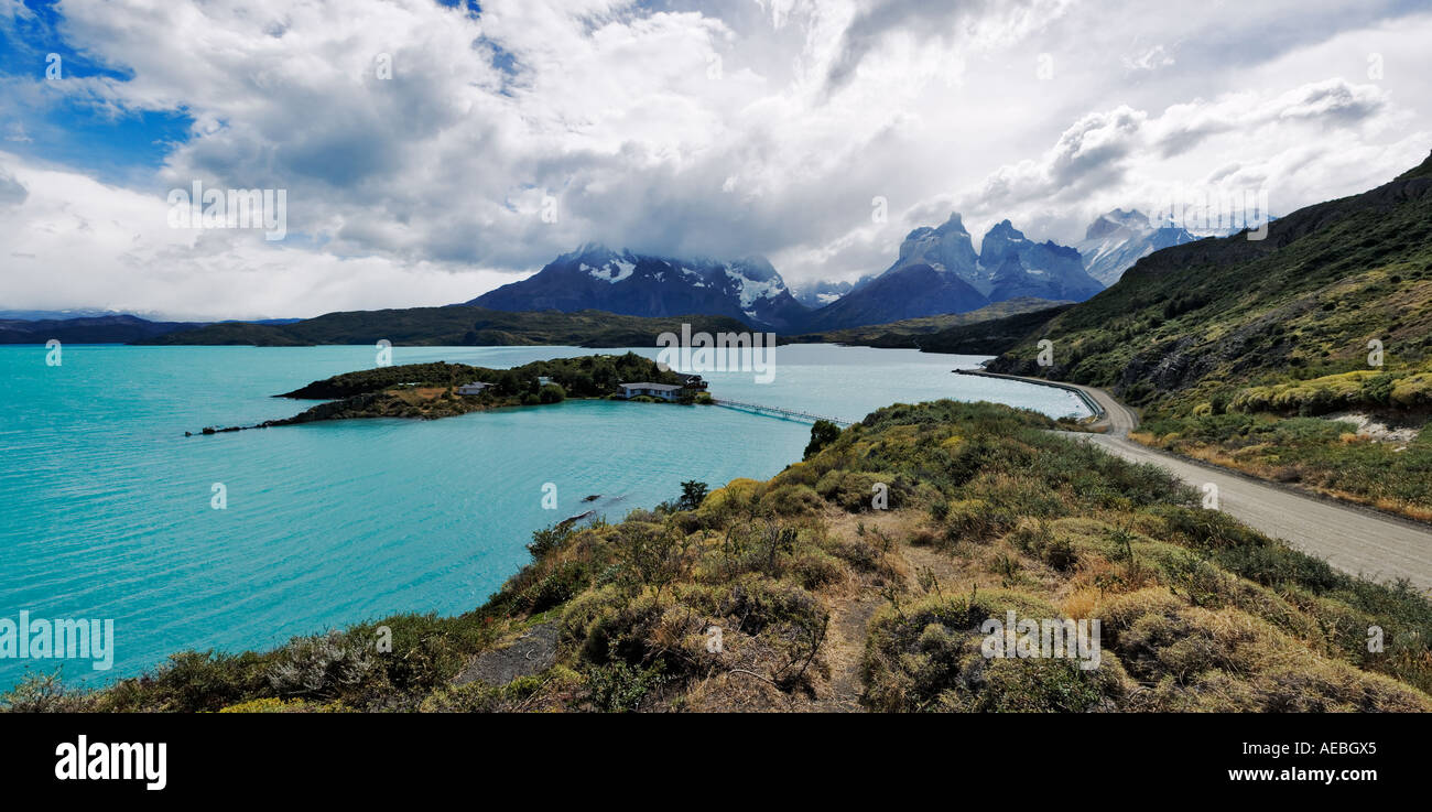 Landschaft rund um Hosteria Pehoè Torres del Paine Nationalpark-Chile-Südamerika Stockfoto