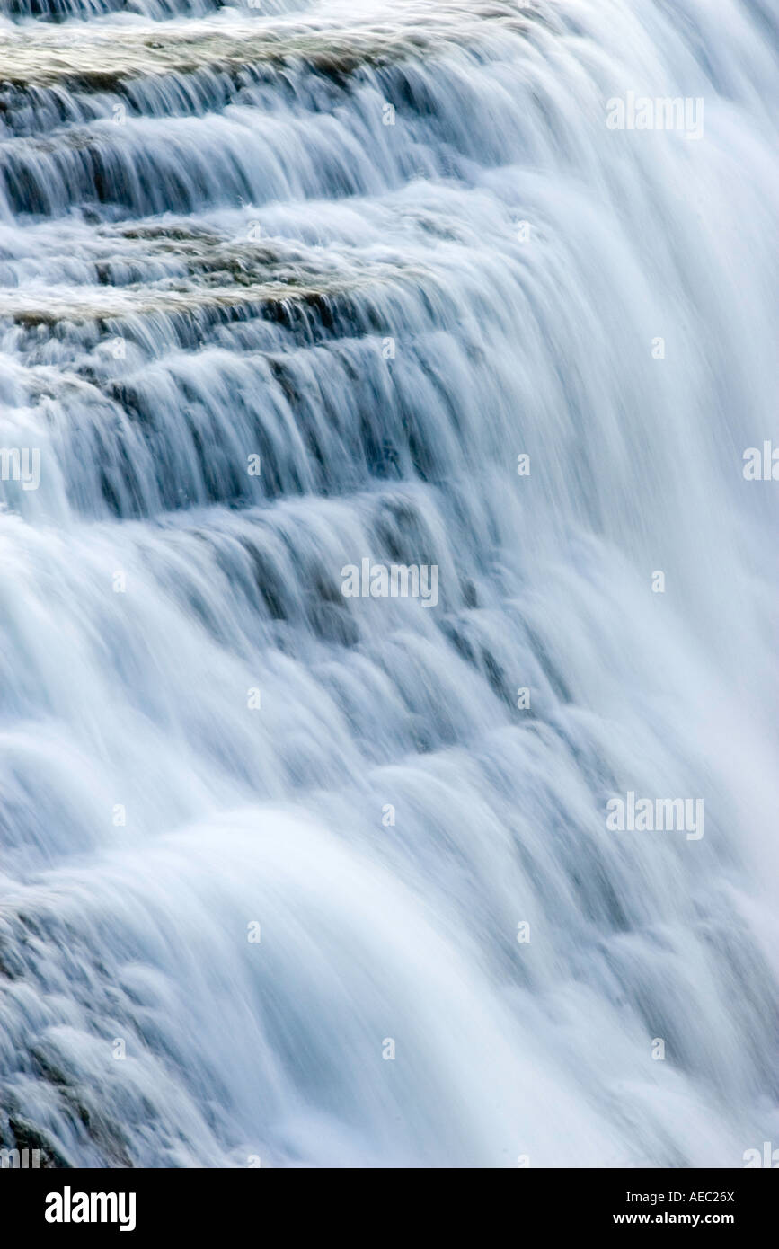 Der Wasserfall Cascada del Paine im Nationalpark Torres del Paine, Patagonien, Chile Stockfoto