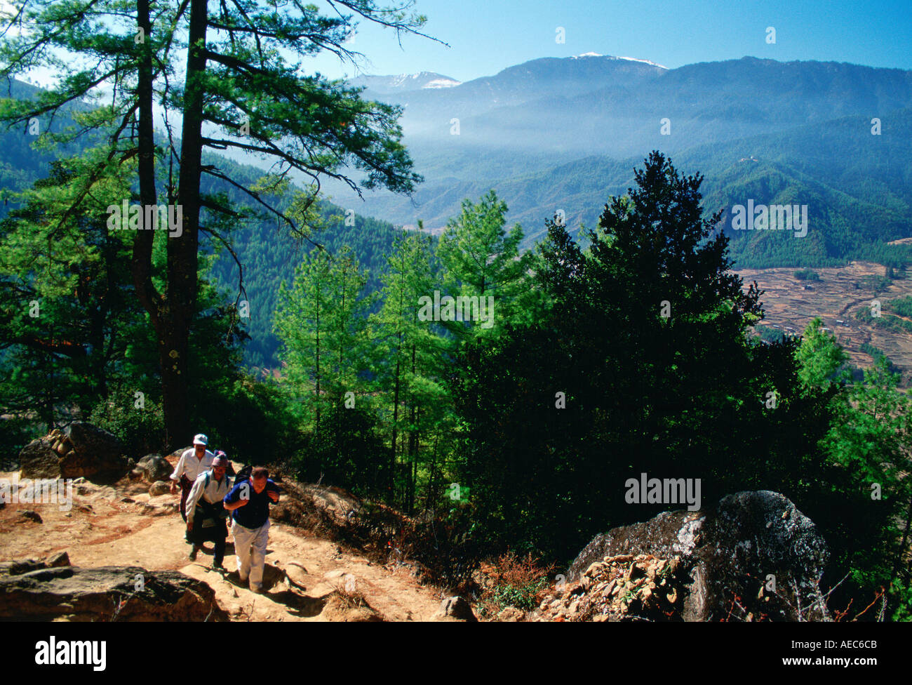 Trekking in Bhutan Stockfoto