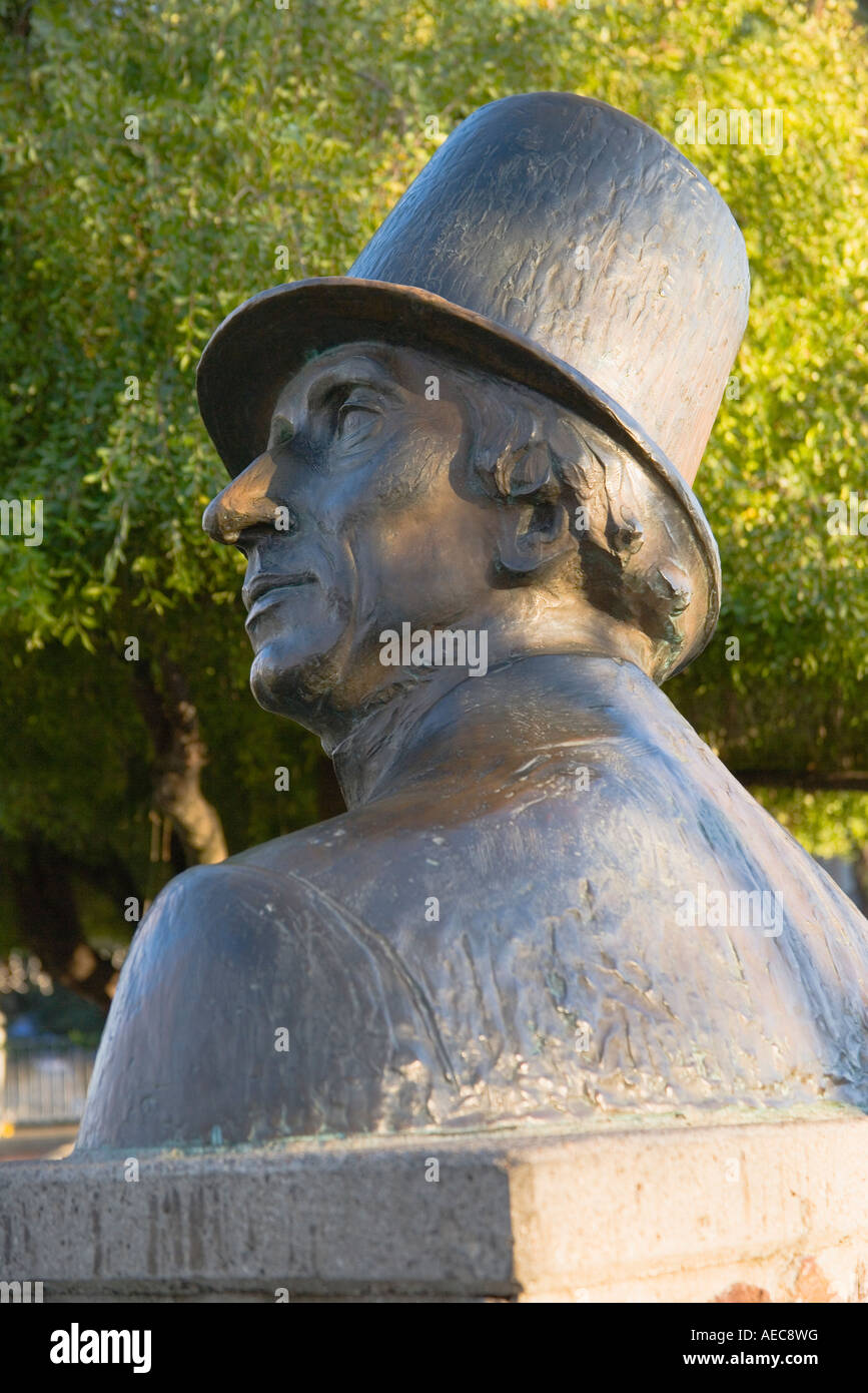 Statue von Hans Christian Anderson Solvang Santa Ynez Valley in Kalifornien Stockfoto