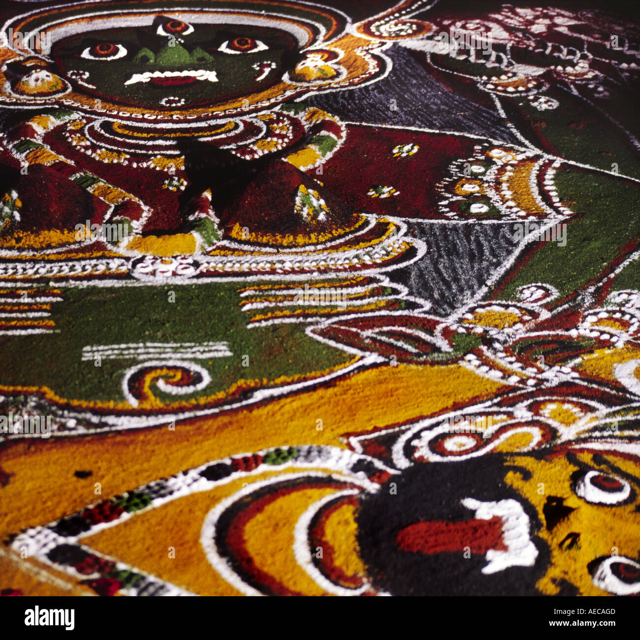 Eine Komposition aus der Kalam von Kerala, Indien Stockfoto