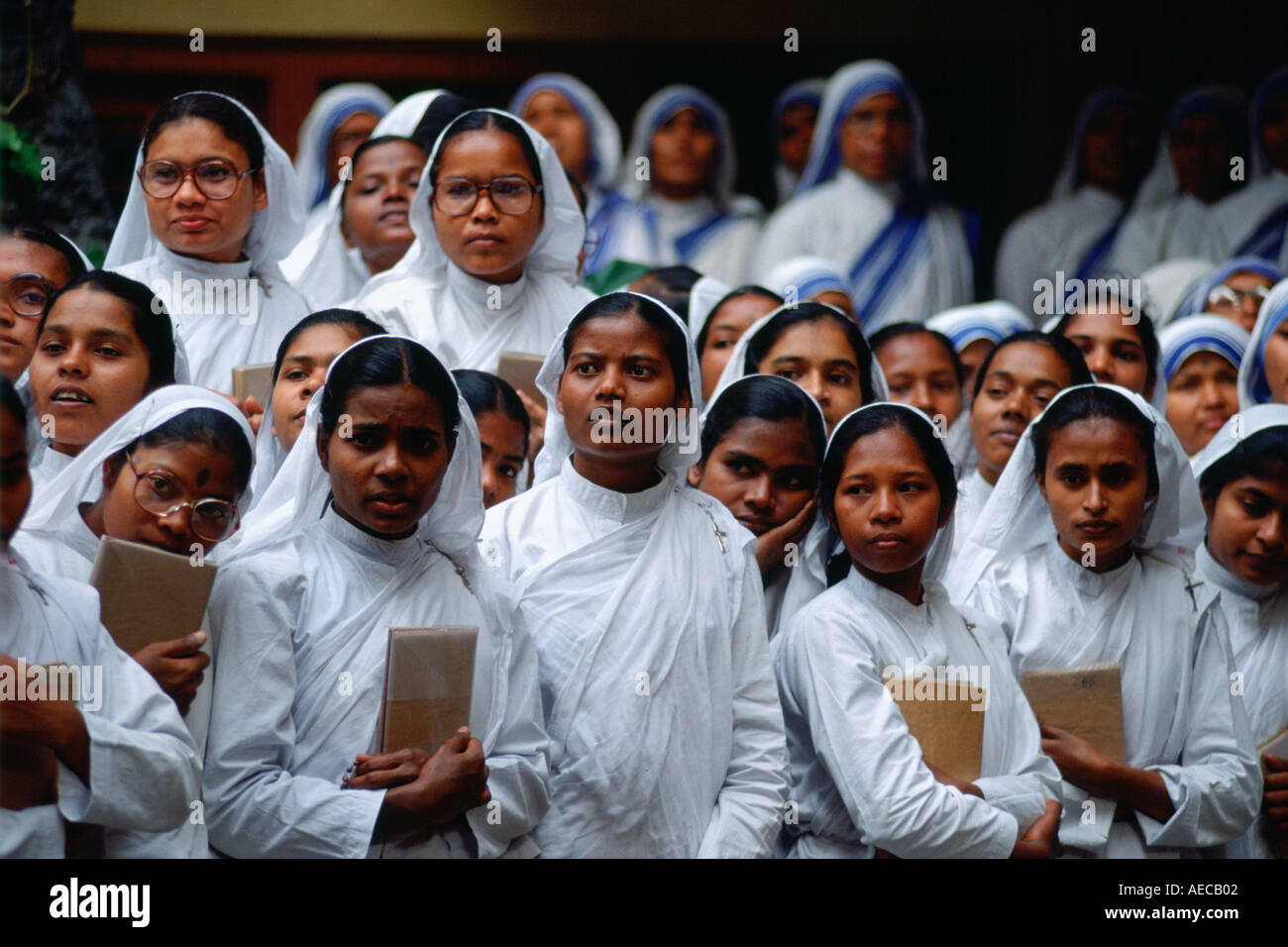 Nonnen an Mutter Teresas Mission Kalkutta Indien Stockfoto