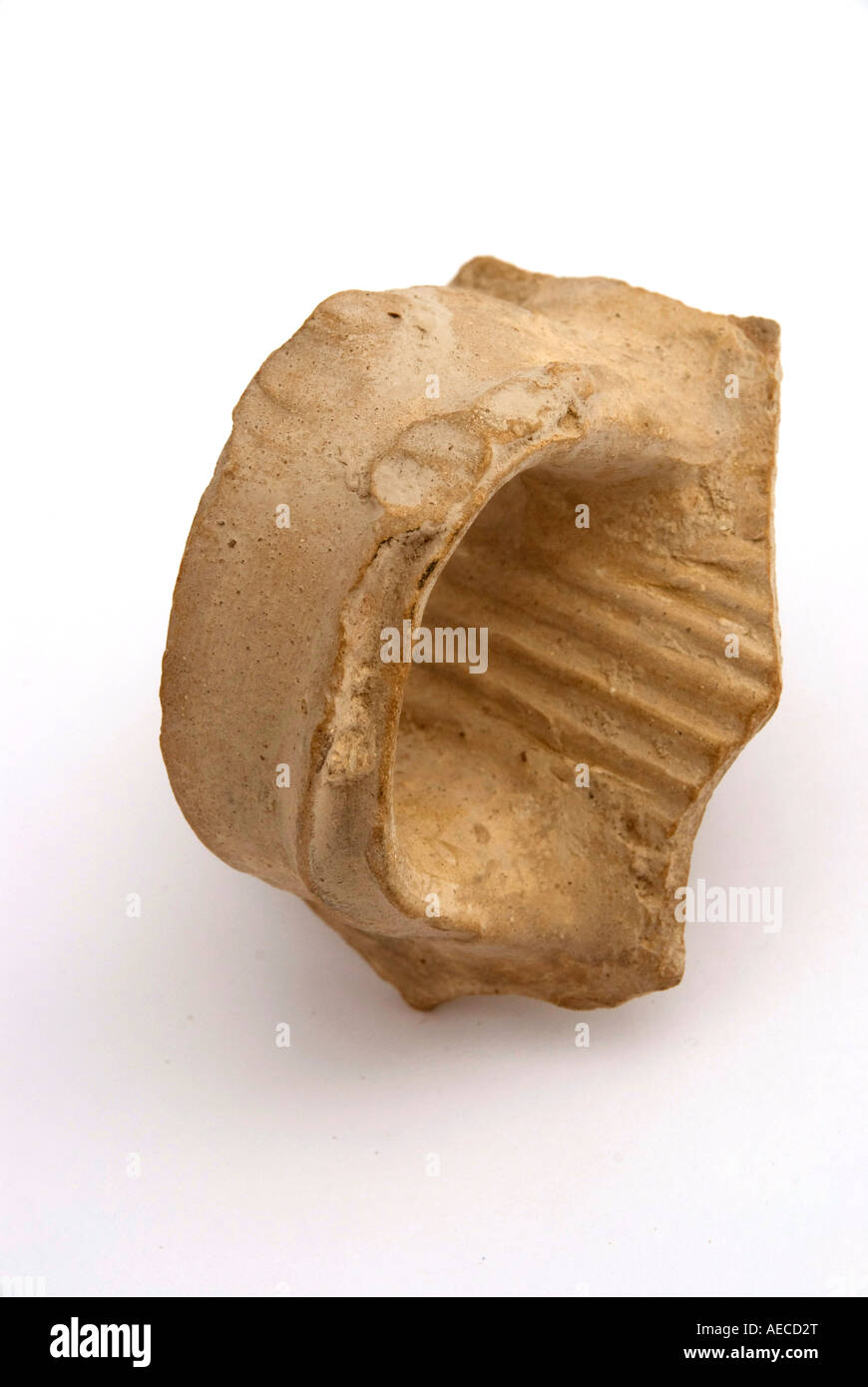 Ein Fragment des 1. Jahrhunderts n. Chr. römische Spule Tontopf aus Pella in Jordanien Stockfoto