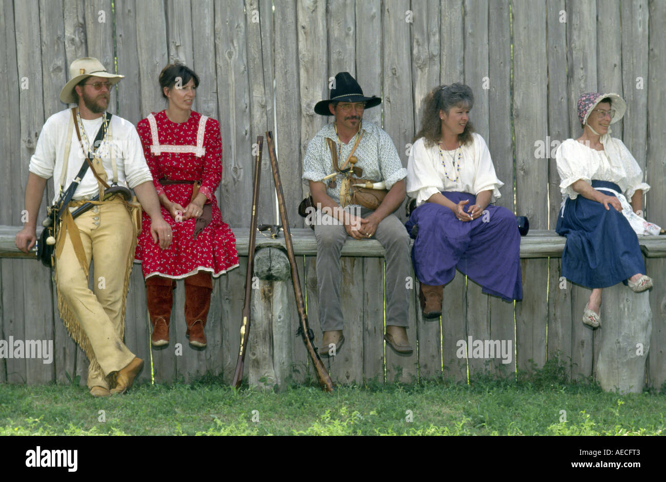 Texas Unabhängigkeit Rendezvous, vor 1840 Periode Reenactors, Old Fort Parker, Texas, USA Stockfoto
