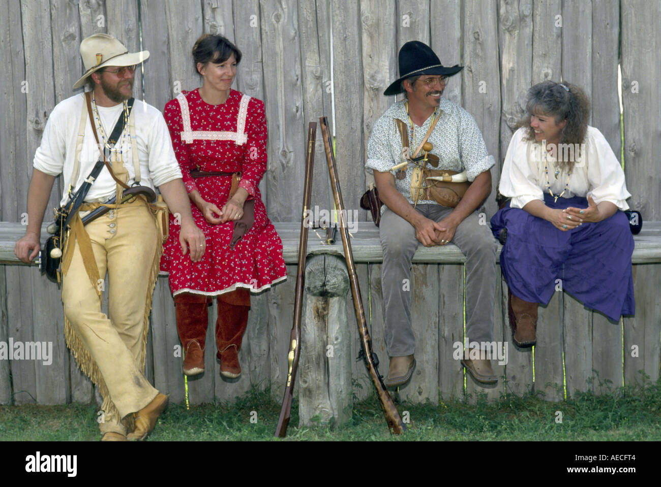 Texas Unabhängigkeit Rendezvous, vor 1840 Periode Reenactors, Old Fort Parker, Texas, USA Stockfoto
