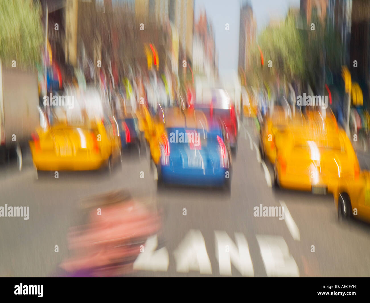 Taxis und Verkehr in New York City New York USA Stockfoto