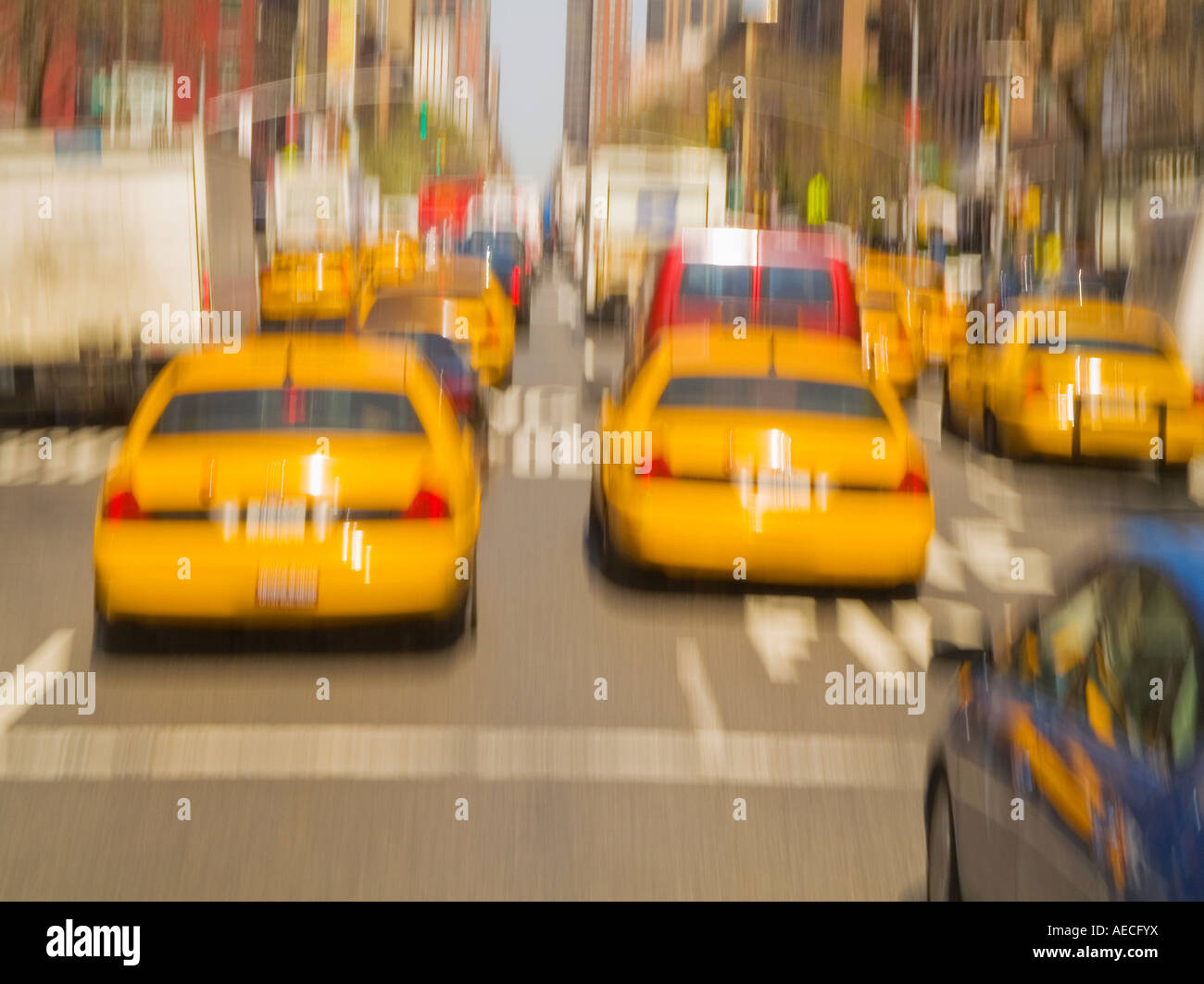 Taxis und Verkehr in New York City New York USA Stockfoto