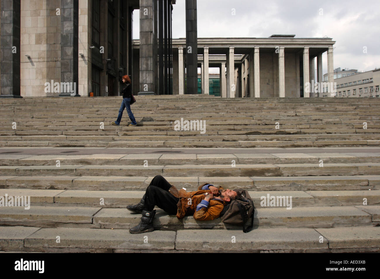 Obdachloser in Moskau, Russland Stockfoto