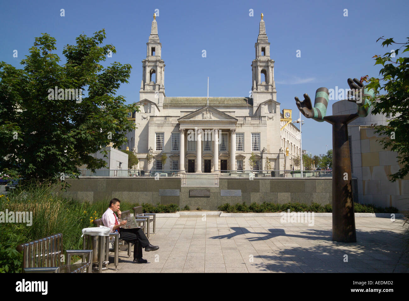 "Stadthalle" "Mandela Gärten" Leeds Yorkshire Stockfoto