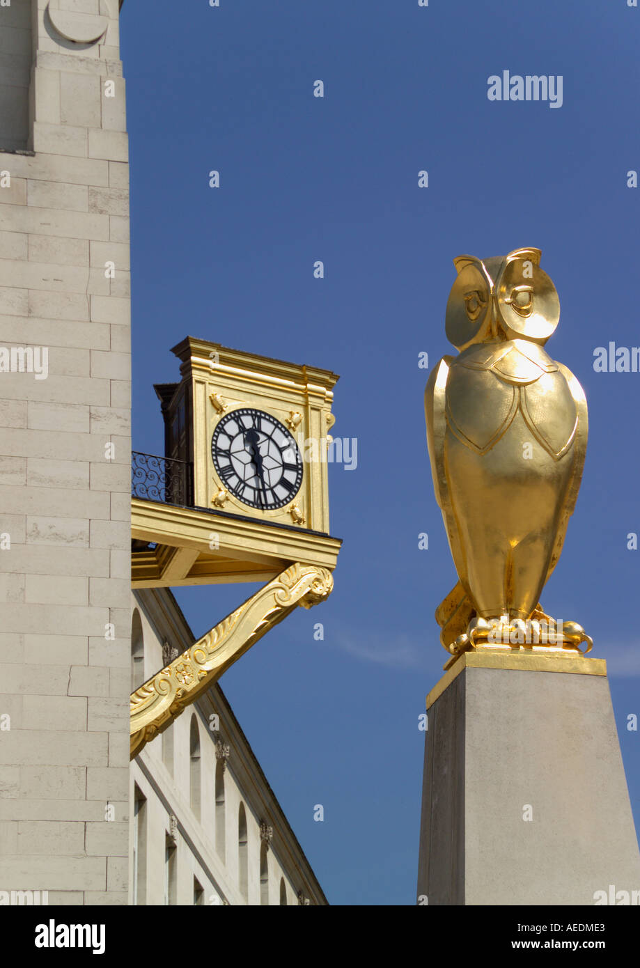 [Goldene Eule Uhr] "Stadthalle" Leeds Yorkshire Stockfoto