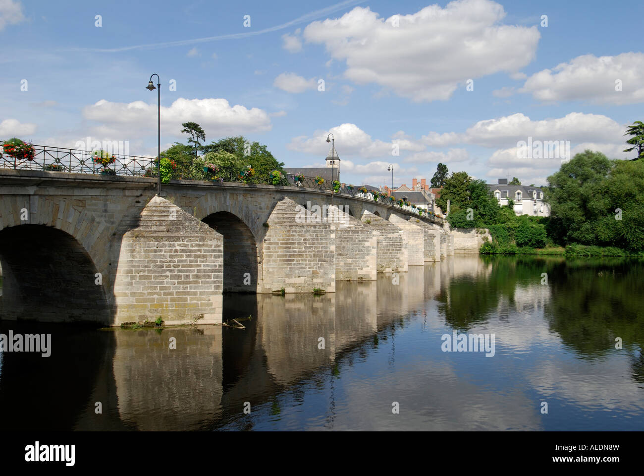 Le Pont Henri VI, Descartes, Sud Touraine, Frankreich. Stockfoto