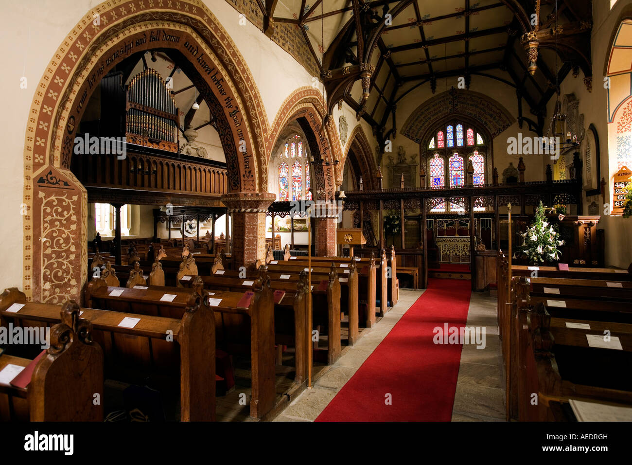 UK Shropshire Llanyblodwel St Michaels Kirche gotische Wiederbelebung innen Stockfoto