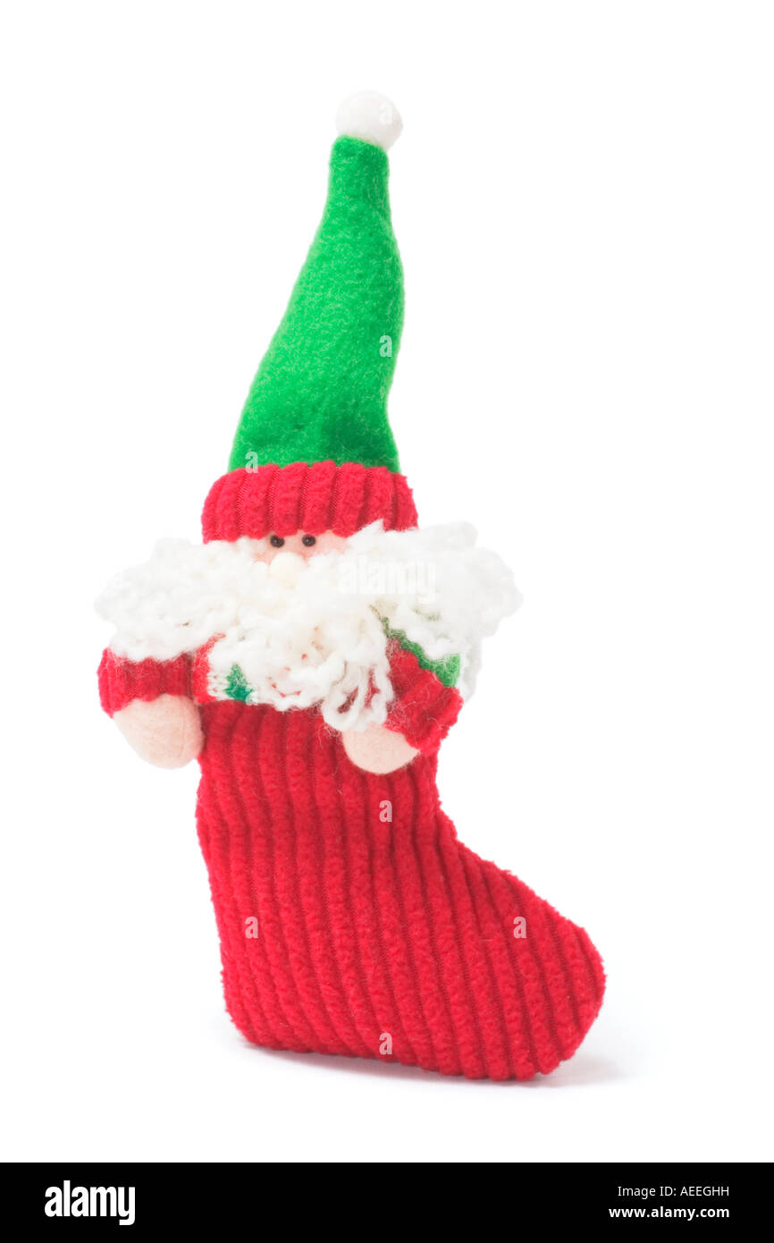 Santa Figur im Strumpf Stockfoto