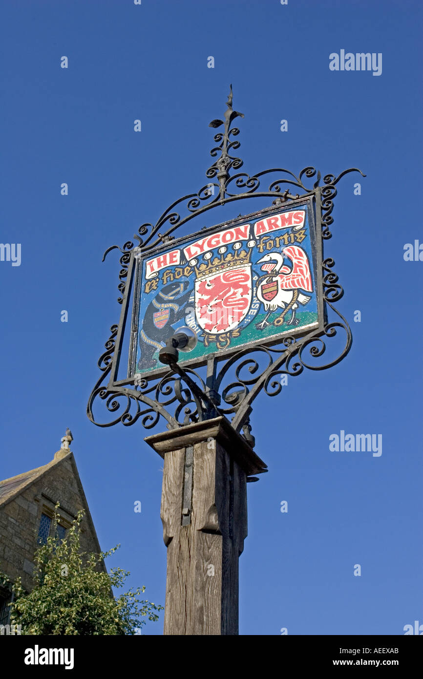 Lygon Arme unterzeichnen Haupt Straße Broadway Cotswolds UK Stockfoto