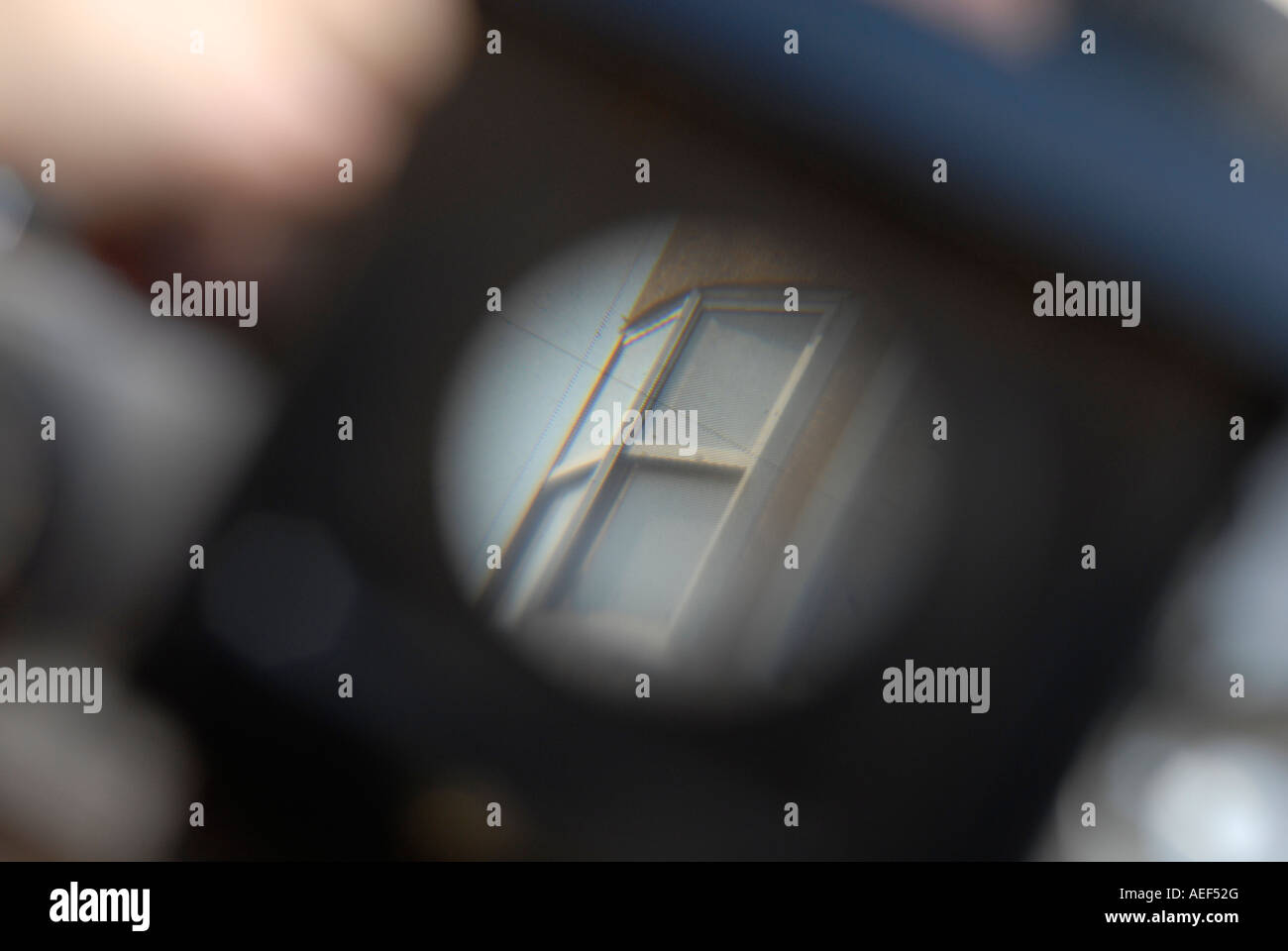 Fotografieren Sie, wie durch eine Lupe Lupe gesehen Stockfoto