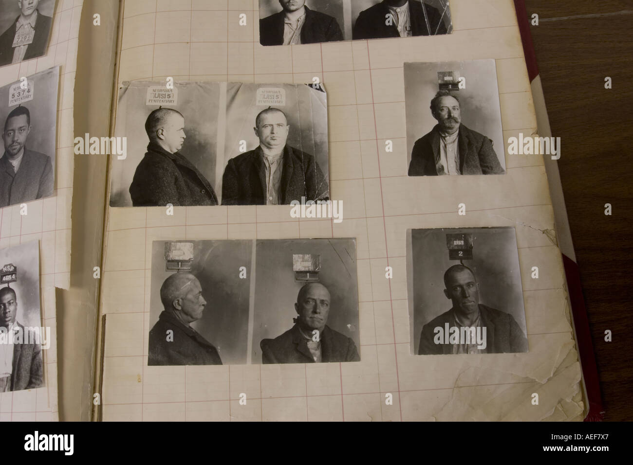 Alten Fahndungsfotos von den frühen Tagen der Nebraska State Penitentiary Stockfoto