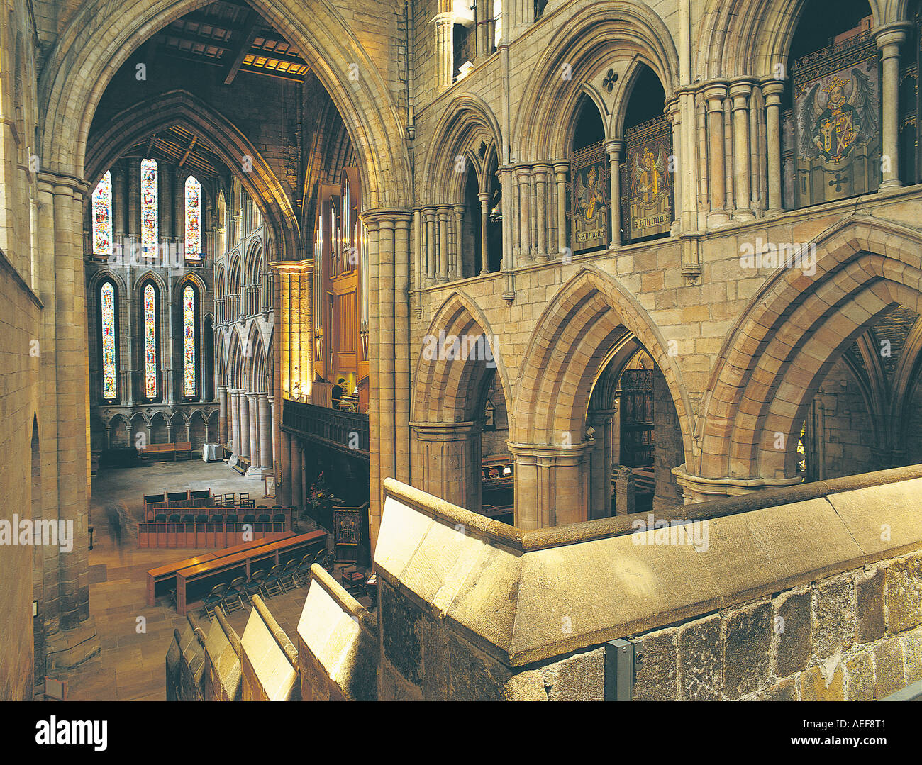 Innenaufnahme von Hexham Abbey, Northumberland Stockfoto