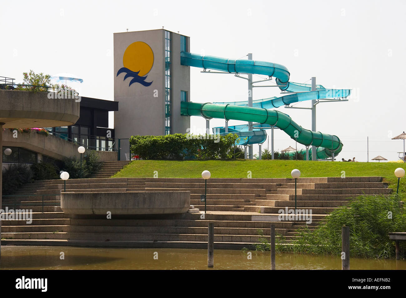 Wasserrutsche in Neusiedl am See Stockfoto