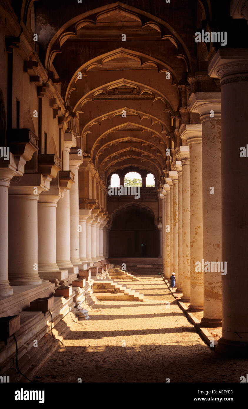Säulen Halle Thirumalai Nayaka Palast Madurai Indien Stockfoto