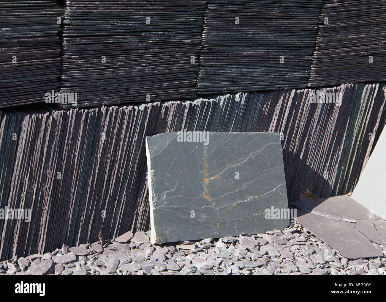 Stapel von [Schieferfliesen] [walisischen Schiefer Museum] Llanberis Gwynedd "North Wales" Stockfoto