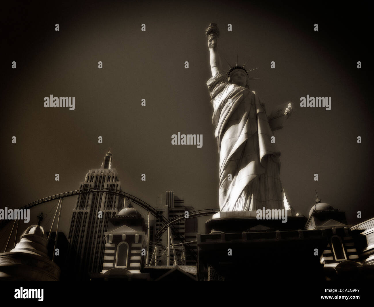 Freiheitsstatue Liberty Replik im New York Hotel. Strip (Las Vegas Blvd). Las Vegas. Nevada State. USA Stockfoto