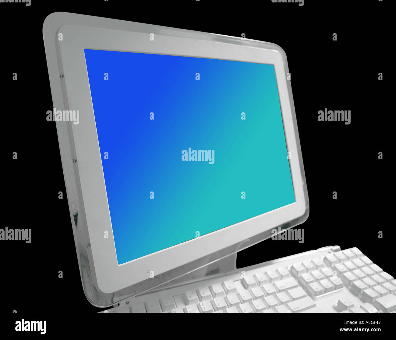 Büro Creen video Tastatur schwarz weiße flache schlanke blank Technologie Computer Diverses Hintergrundtextur Stockfoto