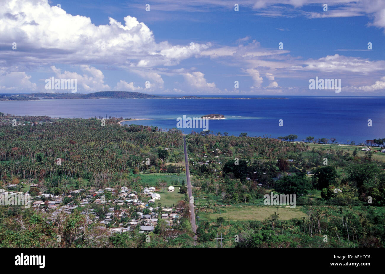 Blick auf Mele Maat Dorf heraus nach Hideaway Insel Vanuatu Stockfoto