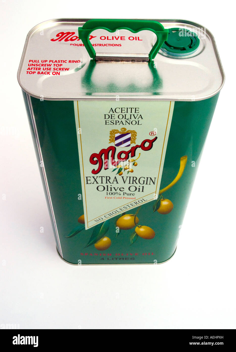 Ein 4-Liter-Dose von spanischen kalt gepresstes Olivenöl Stockfoto
