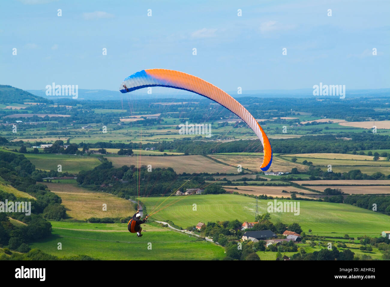 Paragliding auf Devils Dyke Brighton Sussex England UK Stockfoto