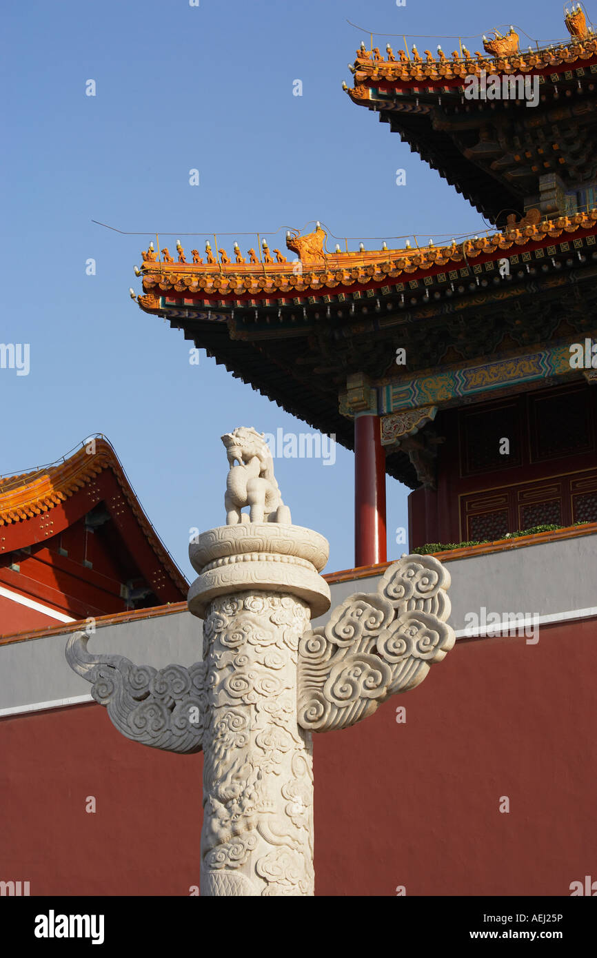 Tor des himmlischen Friedens, ornamentale Marmorobelisk (Wangjunchu), Beijing-China. Stockfoto