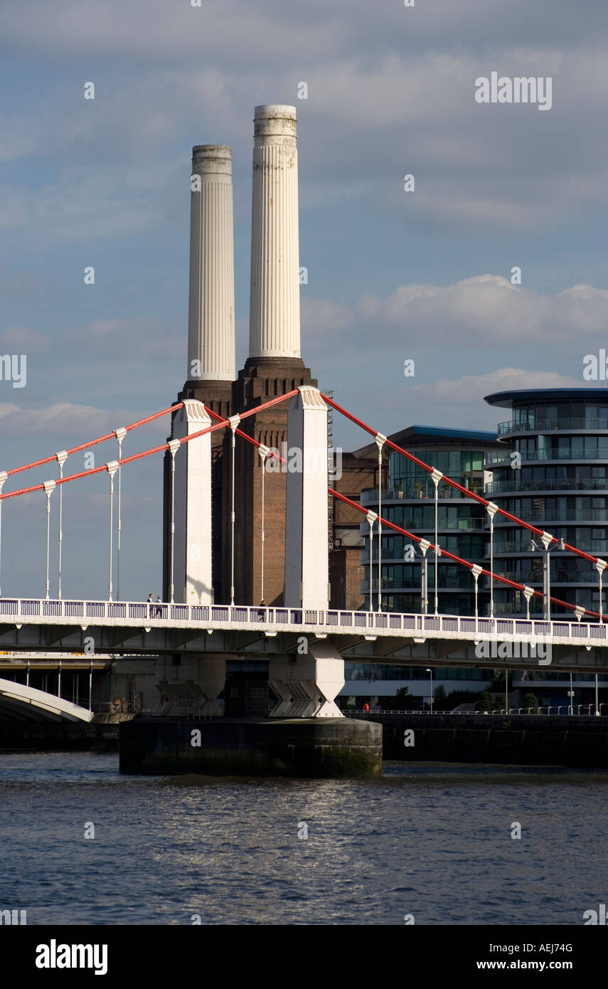 Chelsea Brücke Fluss Themse London England Stockfoto